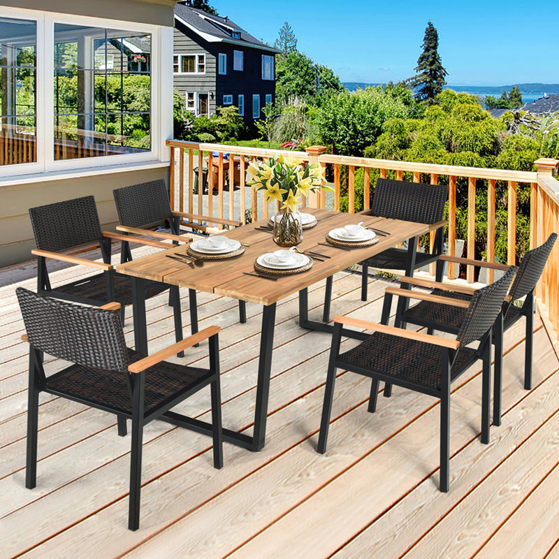 Latitude Run® 6 - Person Rectangular Outdoor Dining Set & Reviews | Wayfair